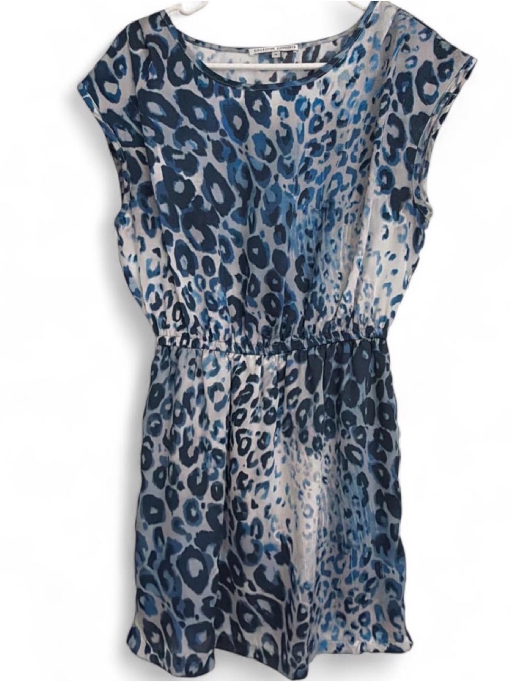 Collective Concepts Blue Leopard Print Elastic-Waist Dress